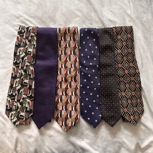 Lot Of 6 Vintage 100% Silk Neckties‎ Formal Patterned Designer Wrinkle-resistant